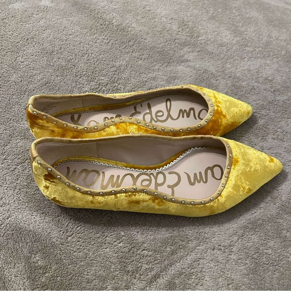 Sam Edelman Gold Crushed Velvet Flats